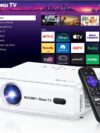 Aurzen Roku Smart Projector – 1080P FHD, Wi-Fi & Bluetooth, Auto Focus, Portable Mini Projector